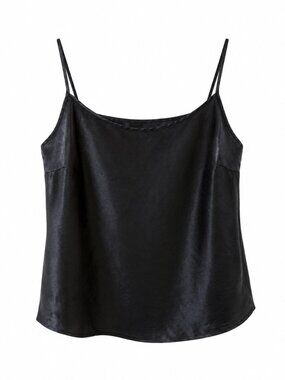 🛍️ 3/10 Unknown Brand Black Satin Cami Tank Top Estimated SizeM